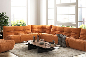 Яркий рыжий диван ДеФранс для большой гостиной, бескаркасный диван, модульный диван, на заказ по вашему размеру